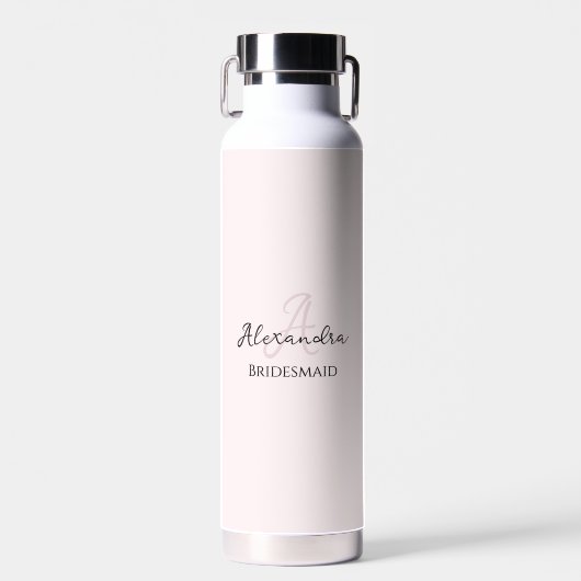 Bridesmaid Modernes Minimalistisches Monogramm Ros Trinkflasche (Vorne)