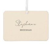 Bridesmaid | Modernes Minimalistisches Script Rosa Autolufterfrischer (Rückseite)