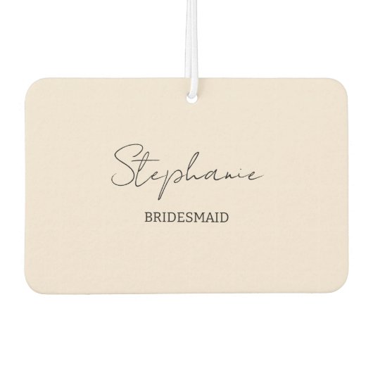 Bridesmaid | Modernes Minimalistisches Script Rosa Autolufterfrischer (Vorderseite)