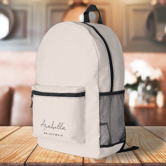 Bridesmaid | Modernes Minimalistisches Script Rosa Bedruckter Rucksack
