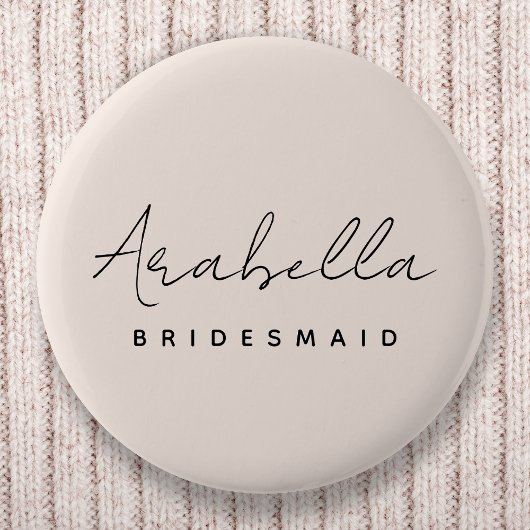 Bridesmaid | Modernes Minimalistisches Script Rosa Button
