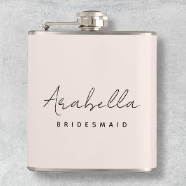 Bridesmaid | Modernes Minimalistisches Script Rosa Flachmann