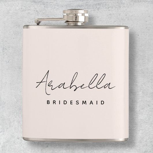 Bridesmaid | Modernes Minimalistisches Script Rosa Flachmann