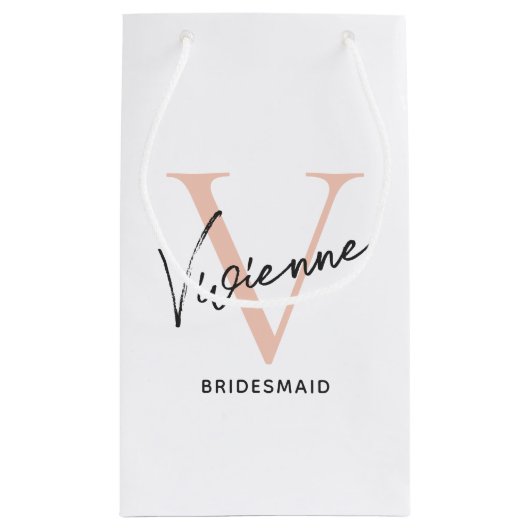 Bridesmaid Modernes Minimalistisches Script Rosa Kleine Geschenktüte (Rückseite)