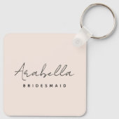 Bridesmaid | Modernes Minimalistisches Script Rosa Schlüsselanhänger (Rückseite)