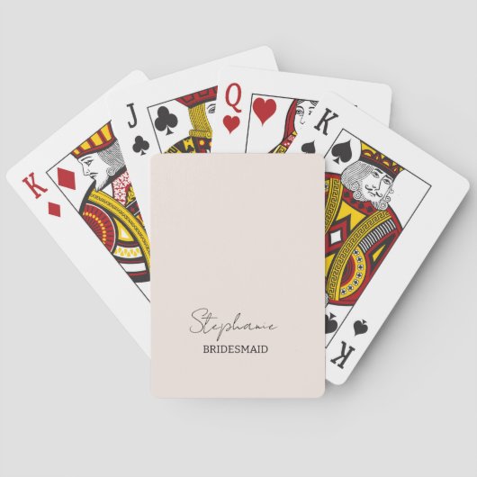 Bridesmaid | Modernes Minimalistisches Script Rosa Spielkarten (Rückseite)