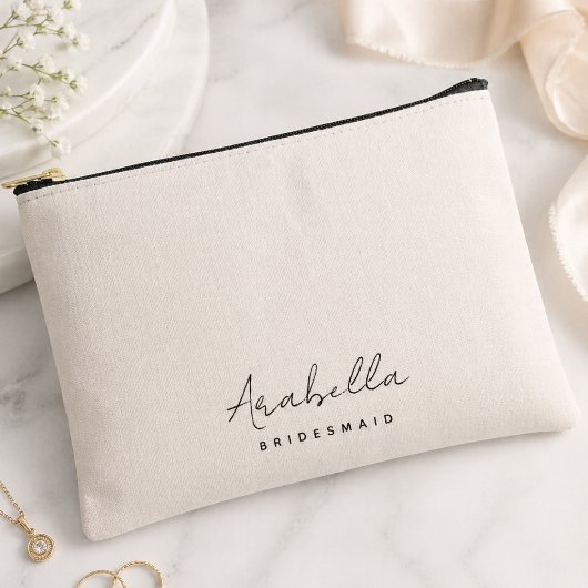 Bridesmaid | Modernes Minimalistisches Script Rosa Zubehörtasche