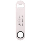 Bridesmaid Modernes Monogramm Rosa Minimalistisch Speed Flaschenöffner (Vorderseite)