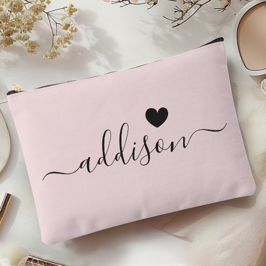 Bridesmaid Modernes Script Blush Pink Herz Zubehörtasche