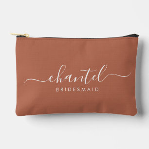 Bridesmaid Modernes Skript Kosmetik Terracotta Zubehörtasche