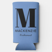 Bridesmaid Monogram Name Blue Selters Dosenkühler (Rückseite)