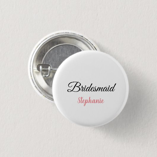 Bridesmaid Monogram Pink Individuelle Name Wedding Button (Vorne & Hinten)