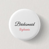 Bridesmaid Monogram Pink Individuelle Name Wedding Button (Vorderseite)