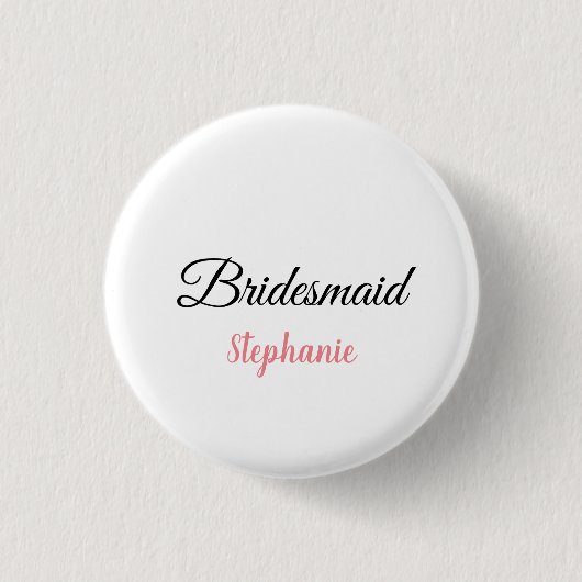 Bridesmaid Monogram Pink Individuelle Name Wedding Button (Vorderseite)
