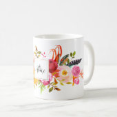 Bridesmaid Monogram Watercolor Boho Pink Blume Kaffeetasse (VorderseiteRechts)