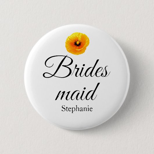 Bridesmaid Name Poppy Floral Abstrakt Hochzeit Nie Button (Vorderseite)