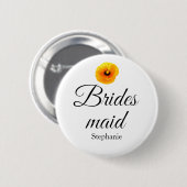 Bridesmaid Name Poppy Floral Abstrakt Hochzeit Nie Button (Vorne & Hinten)