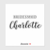 Bridesmaid Name Vinyl Decal Custom Sticker (Blatt)