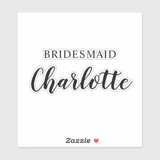 Bridesmaid Name Vinyl Decal Custom Sticker (Blatt)