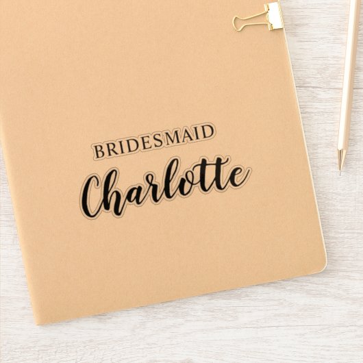 Bridesmaid Name Vinyl Decal Custom Sticker (Notizbuch)
