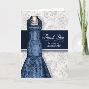 Bridesmaid Navy Blue Dankeskarte