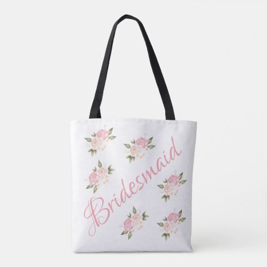 Bridesmaid Niedlich Pink Floral Script Tasche (Rückseite)