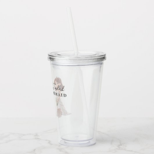 Bridesmaid | Niedlicher Cartoon mit Skript Acryltrinkbecher (Links)