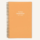 Bridesmaid Orange Typographic Notebook Notizblock (Vorderseite)