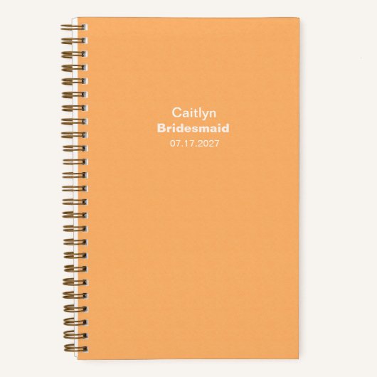 Bridesmaid Orange Typographic Notebook Notizblock (Vorderseite)