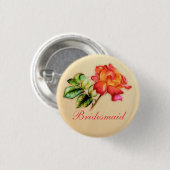 Bridesmaid Orangentee Rose Hochzeit Button / Taste (Vorne & Hinten)