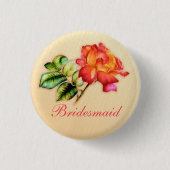 Bridesmaid Orangentee Rose Hochzeit Button / Taste (Vorderseite)