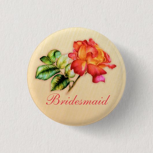 Bridesmaid Orangentee Rose Hochzeit Button / Taste (Vorderseite)