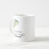 Bridesmaid Palm Leaf Brautparty Personalisiert Kaffeetasse (Vorderseite Links)