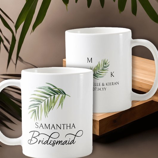 Bridesmaid Palm Leaf Brautparty Personalisiert Kaffeetasse