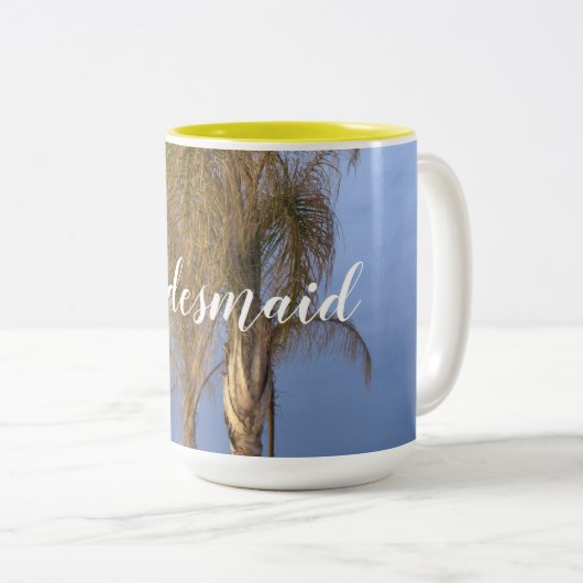 Bridesmaid Palm Trees Hochzeiten Tasse (VorderseiteRechts)