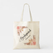 Bridesmaid Pampas Gras Rose Goldene Blumenhochzeit Tragetasche (Rückseite)