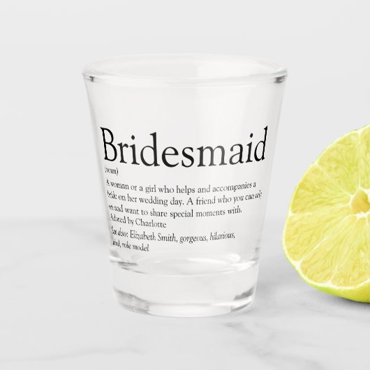 Bridesmaid Personalisiert Definition Favor Schnapsglas (Vorderseite)