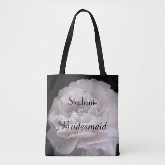 Bridesmaid Personalisiert Name Pale Pink Rose Blüt Tasche (Vorderseite)