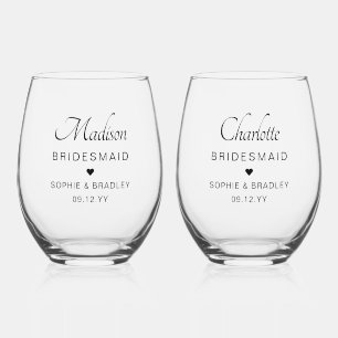 Bridesmaid Personalisiert Name Wedding Party Weinglas Ohne Stiel