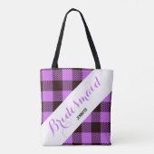 Bridesmaid Personalisierter Name Tartan Einfach Tasche (Rückseite)