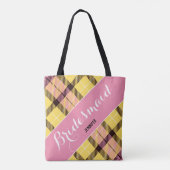Bridesmaid Personalisierter Name Tartan Einfach Tasche (Rückseite)