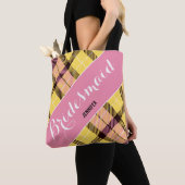 Bridesmaid Personalisierter Name Tartan Einfach Tasche (Von Nahem)