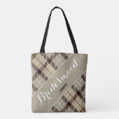 Bridesmaid Personalisierter Name Tartan Einfach Tasche (Rückseite)