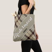 Bridesmaid Personalisierter Name Tartan Einfach Tasche (Von Nahem)