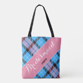Bridesmaid Personalisierter Name Tartan Einfach Tasche (Rückseite)