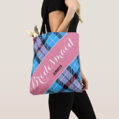 Bridesmaid Personalisierter Name Tartan Einfach Tasche (Von Nahem)