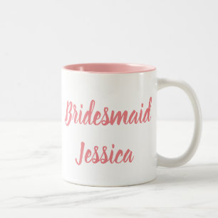 Bridesmaid Pink Elegante Script Geschenke Hochzeit Zweifarbige Tasse