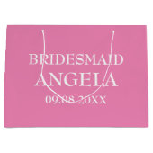 Bridesmaid Pink Eleganter Individuelle Name Hochze Große Geschenktüte (Vorderseite)