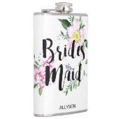 Bridesmaid Pink Floral Watercolor Brautparty Flachmann (Rechts)