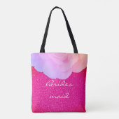 Bridesmaid Pink Glittery Rose Gold Floral Wedding Tasche (Rückseite)